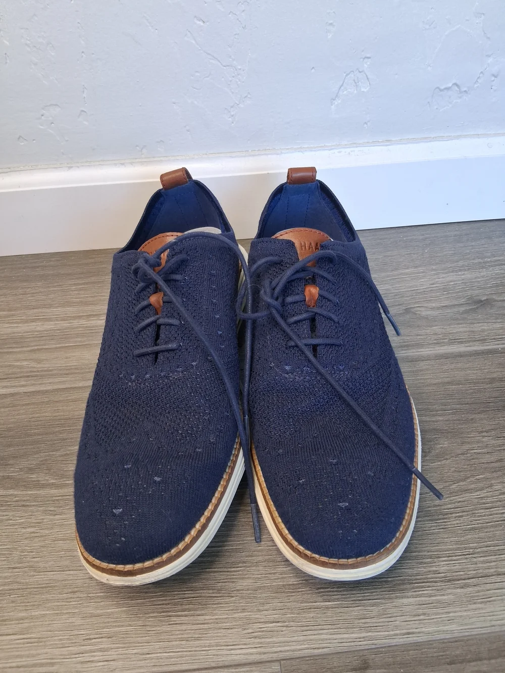 Cole Haan ØriginalGrand Stitchlite Oxford Shoes Men's 9M Navy Knit Wingtip Casua